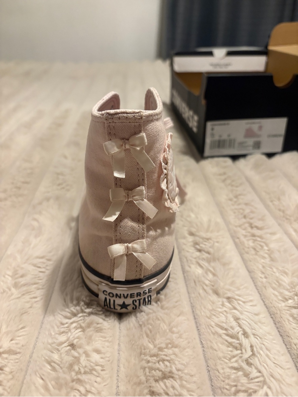 Converse Pink High Top Sneakers with Satin Bows